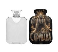 Three Capybaras Heavy Metal 80s Water Bottle for hot Water with Soft Cover 2L Bag for Neck Shoulder Warmer Pain Relief bolsas de agua Caliente para Dolores
