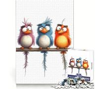 Three Cartoon Birds on A Branch 1000 Teenager Pieces Jigsaw Puzzle Mind Exercise Toy Bonding Time Precision Cut Art Collection Piece (38x52cm)