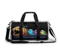 Three Cartoon Ghosts Halloween Pumpkin Travel Gym Bag for Women Men Cylindrical Duffle Bag Sport Workout Bag with Shoulder Strap