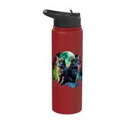 Three cat Moon 3 wolfcats Cute Kitten Graphic Stainless Steel Insulated Water Bottle