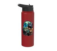 Three cat Moon 3 wolfcats Cute Kitten Graphic Stainless Steel Insulated Water Bottle