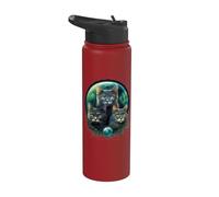 Three cat Moon 3 wolfcats Cute Kitten Graphic Stainless Steel Insulated Water Bottle