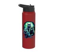 Three cat Moon 3 wolfcats Cute Kitten Graphic Stainless Steel Insulated Water Bottle