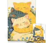 Three Cats Cuddling in Flowers 1000 Piece Jigsaws for Teenagers Puzzle Memory Gain Relaxing Fun Design Assembly Warm Surprise (50x75cm)