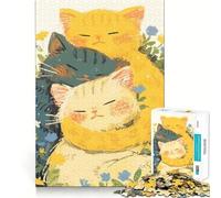 Three Cats Cuddling in Flowers Jigsaw Puzzles for Adults1000 Pieces Think Smart Toy Family Bond Accurate Cut Seasonal Gift (38x26cm)