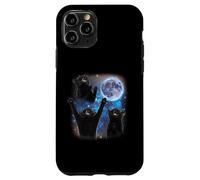 Three Cats Howling At The Moon Weird Meme Tuxedo Cat Case for iPhone 11 Pro