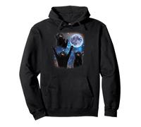 Three Cats Howling At The Moon Weird Meme Tuxedo Cat Pullover Hoodie
