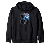 Three Cats Howling At The Moon Weird Meme Tuxedo Cat Zip Hoodie