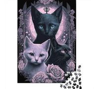 Three Cats Jigsaw Puzzle for Adults 1000 Piece Jigsaw Puzzle Rose Flower Relaxation Focus Home Gift 70x50cm/1000pcs