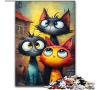 Three Cats Jigsaws Puzzles 1000 Pieces for Adults Gifts, Suitable for Ages 14 And Up Family Fun It Is Ideal As A Gift for The Whole Family (26x38cm)