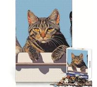 Three Cats on A Fence Jigsaw Puzzles for Adults 1000 Pieces Brain Challenge Toy Quiet Fun Precise Cut Wall Art Decor (50x75cm)