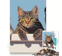 Three Cats on A Fence Jigsaw Puzzles for Adults 1000 Pieces Brain Challenge Toy Quiet Fun Precise Cut Wall Art Decor (50x75cm)