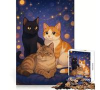 Three Cats Pillow Jigsaw Puzzles 1000 Pieces for Adults Reason Skill Toy Calm Relax Exact Cut Heartfelt Gift (50x75cm)
