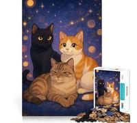 Three Cats Pillow Jigsaw Puzzles 1000 Pieces for Adults Reason Skill Toy Calm Relax Exact Cut Heartfelt Gift (50x75cm)