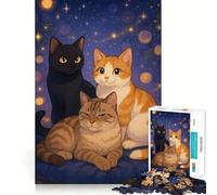 Three Cats Pillow Jigsaw Puzzles for Teenagers 1000 Piece Enhance Recall Home Leisure Exact Edge (38x26cm)