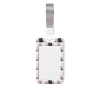 Three Cats Printed Id Badge Holder with Neck Strap Vertical Waterproof Name Card Holder for Office School