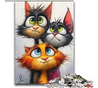 Three Cats Puzzles for Adults Teens 2000pc Puzzle, Learning Educational Toys Family Games with Matching Poster And Trivia Sheet (70x100cm)