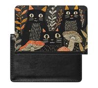 Three Cats Side by Side Passport Holder Slim Travel Wallet RFID Blocking Card Case Cover Passport Cover Protector Essentials with Credit Card Slots for Women/Men, Cats and Mushrooms, One Size, Modern