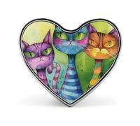 Three Cats Side by Side Yellow Maple Leaves Lapel Pin - Heart Shape Brooch Pins for Men & Women Suit Accessories, 1" Lightweight Enamel Lapel Pins Buttons for Backpacks, Hats, Bags, Lanyards