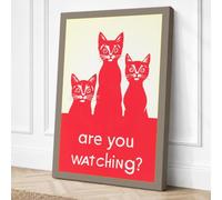 Three Cats Watching Canvas Wall Art Print 36x24 Inch