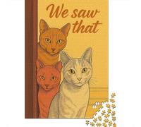 Three Cats We Saw That Bathroom Poster, Adult 1000 Piece Jigsaw, 38x26cm/1000pcs
