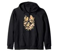 Three Chaffinch Perched Among Blooming Branches Zip Hoodie