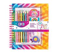 Three Cheers for Girls by Make It Real Rainbow Tie Dye Stationery Set - Journal Notebook with Pencils & Cute Stickers - Arts and Crafts for Kids