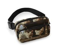 Three Chickens Fanny Pack for Women Men Waist Bag Belt Bag Adjustable Casual Bag for Travel Sports Hiking, white, 7.9x5.1inches