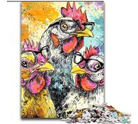 Three Chickens Jigsaw Puzzles for Adults Teenagers Jigsaws Puzzle, Learning Educational Toys Family Games with Matching Poster And Trivia Sheet (26x38cm)