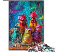 Three Chickens Jigsaw Puzzles for Teenagers 1000 Piece Puzzle, Stress Reliever Staycation Kill Time Funny Gift (26x38cm)