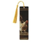 Three Chickens Wood Bookmark for Men Women Reading Wooden Bookmarks Unique Handmade Book Marks with Tassel Pendant Craft Bookmark for Book Lovers Birthday Teachers Gift
