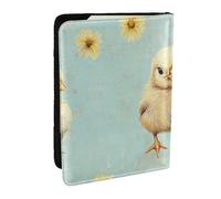 Three Chicks in A Chrysanthemum Background Printed Passport Holder,Travel Pu Leather Passport Cover Case Organiser for Men Women,6.5 Inch