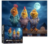 Three Chicks Under The Moonlight 1000 Piece Jigsaw Puzzles for Adults Cartoon-Style Art Puzzle Colorful DIY Puzzles for Home Decoration Gifts Family Puzzle Perfect for Game Nights 70×50 cm