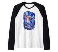 Three Chihuahuas Howl At Moon Cute Funny Chihuahua Art Raglan Baseball Tee