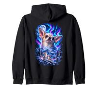 Three Chihuahuas Howl At Moon Cute Funny Chihuahua Art Zip Hoodie