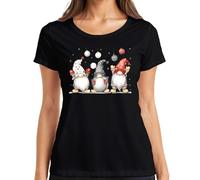 Three Christmas Gnomes Cute Gift Gnomes Gnome Christmas Women's T-Shirt, black, L