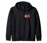 Three Christmas Ornaments in Row Zip Hoodie