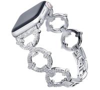 Three Circles with Full Rhinestone Metal Watch Bands for Women Compatible with Apple Watch Band 38mm 40mm 41mm 42mm(Series 10) Adjustable Replacement Length Band Wristband for iWatch