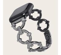 Three Circles with Full Rhinestone Metal Watch Bands for Women Compatible with Apple Watch Band 38mm 40mm 41mm 42mm(Series 10) Adjustable Replacement Length Band Wristband for iWatch