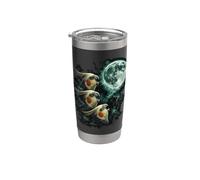 Three Cockatiels Calling Beneath a Bright Moon Stainless Steel Insulated Tumbler