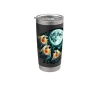 Three Cockatiels Singing Beneath Full Moon Stainless Steel Insulated Tumbler