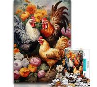 Three Cocks Jigsaw Puzzles for Teenagers,Family Game Stress Reliever Difficult Challenge Artists Collection,Fine Art (75x50cm)