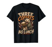 Three Coffees No Lunch Funny Possum Opossum Caffeine Meme Value Graphic T-Shirt