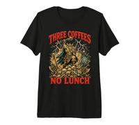 Three Coffees No Lunch Viking Medieval Warrior Humor Retro Premium T-Shirt