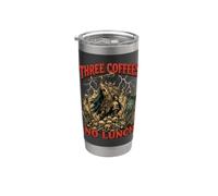 Three Coffees No Lunch Viking Medieval Warrior Humor Retro Stainless Steel Insulated Tumbler