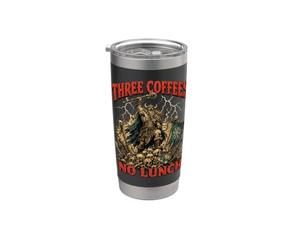 Three Coffees No Lunch Viking Medieval Warrior Humor Retro Stainless Steel Insulated Tumbler