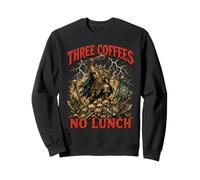 Three Coffees No Lunch Viking Medieval Warrior Humor Retro Sweatshirt