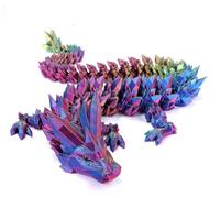 Three Color 12" 3D Printed Dragon Fidget Toy, Full Articulated Dragon Crystal Dragon, Home Office Decor Executive Desk Toys, Fidget Toys for ADHD