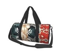 Three Color Decorative Pattern Travel Duffel Bag Sports Gym Bag, Lightweight Overnight Weekender Bag With Shoes Compartment Yoga Gym Sports Bag For Men Women
