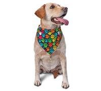 Three Color Footprints Printed Graphic Pet Triangle Scarf For Dogs & Cats, Adjustable Cute Pet Bandana For & Photo Shoots